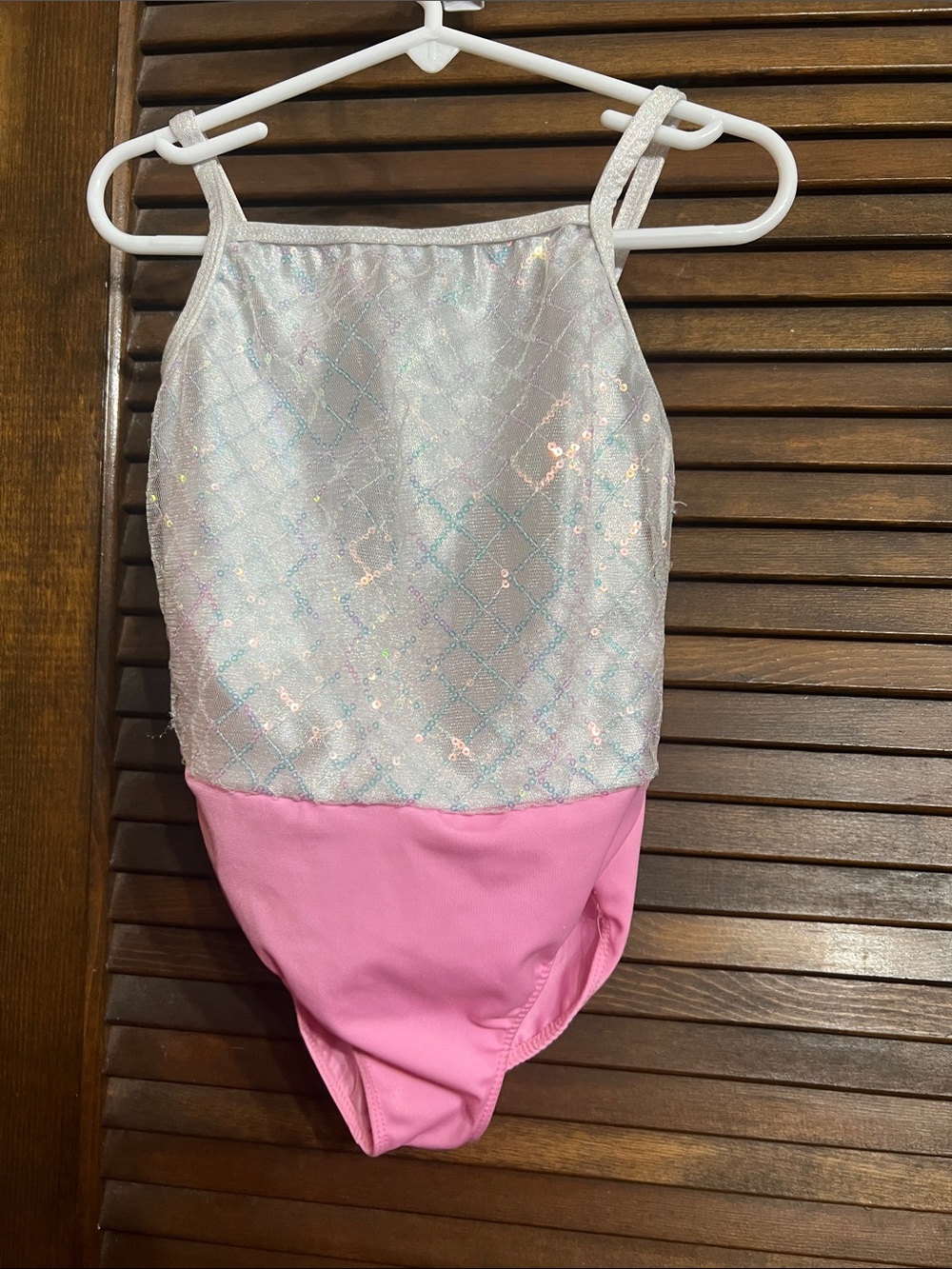 Revolution Silver Sequin and Pink Dance Leotard
